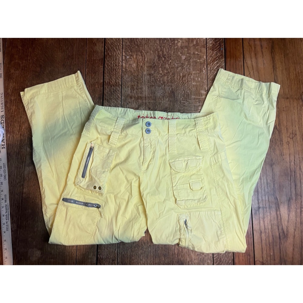 Pete & Greta Johnny Was Tula Unisex cargo pants 10‎ citron yellow utility boho
